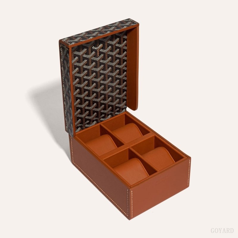 Goyard 4 WATCH CASE Black / Brown | CQWW1341