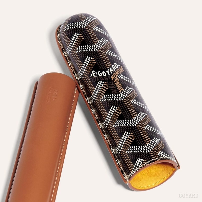 Goyard CHURCHILL SINGLE CIGAR CASE Black / Brown | RZHJ9853