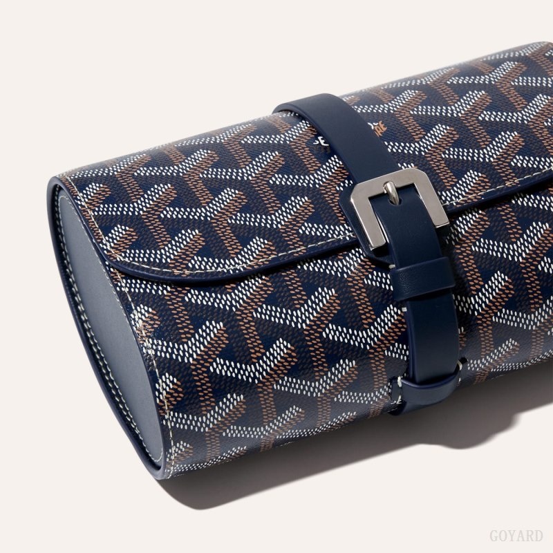 Goyard DOUBLE TRAVEL WATCH CASE Navy Blue | IDYT5530