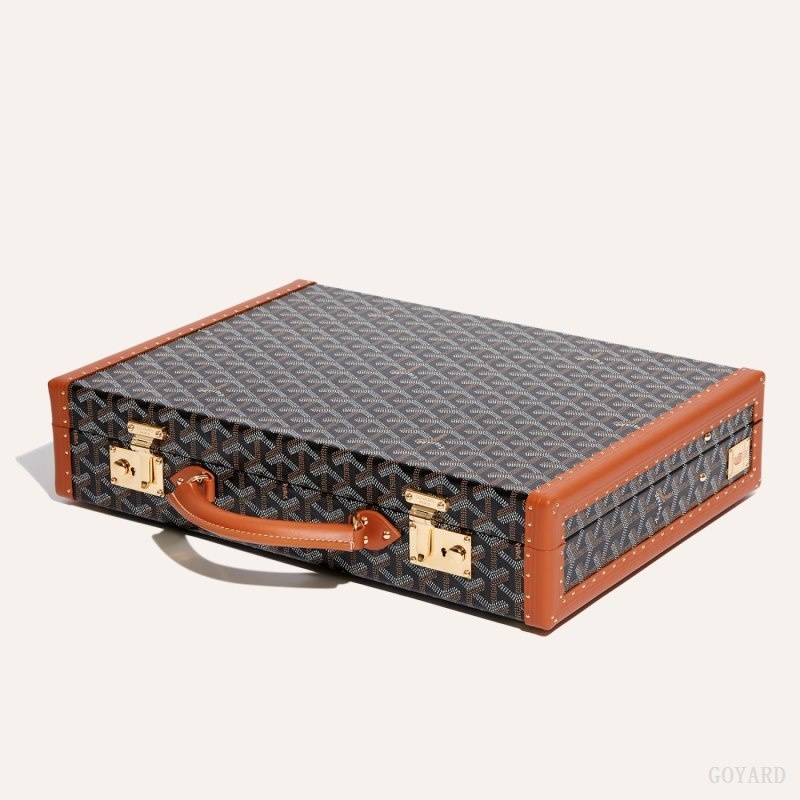 Goyard Manoir PM Document Case Black / Brown | FVED2032