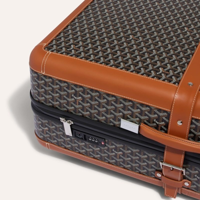 Goyard SATOLAS GM ROLLING SUITCASE Black / Brown | MHJL6891