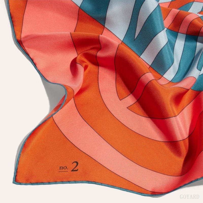 Goyard SCARF N°2 Orange / Navy Blue | URYJ6376