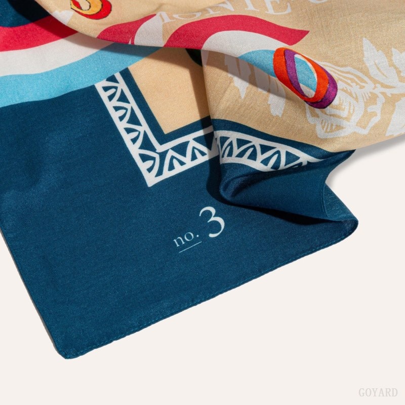 Goyard SCARF N°3 Navy Blue / Beige | LLNM4698