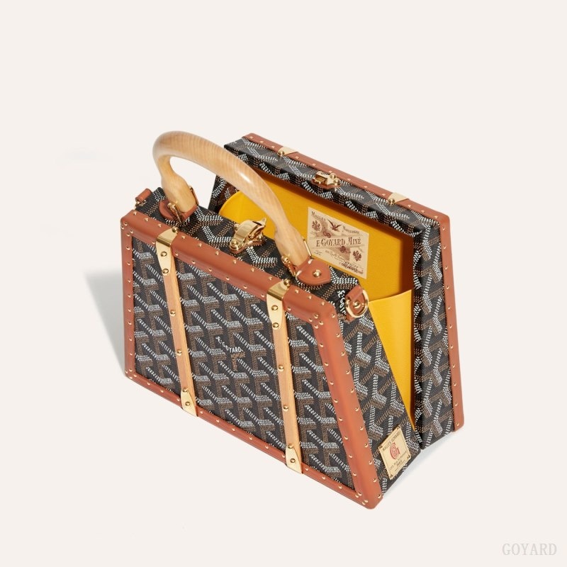 Goyard Saïgon Mini Trunk Bag Black / Brown | QXEW5969