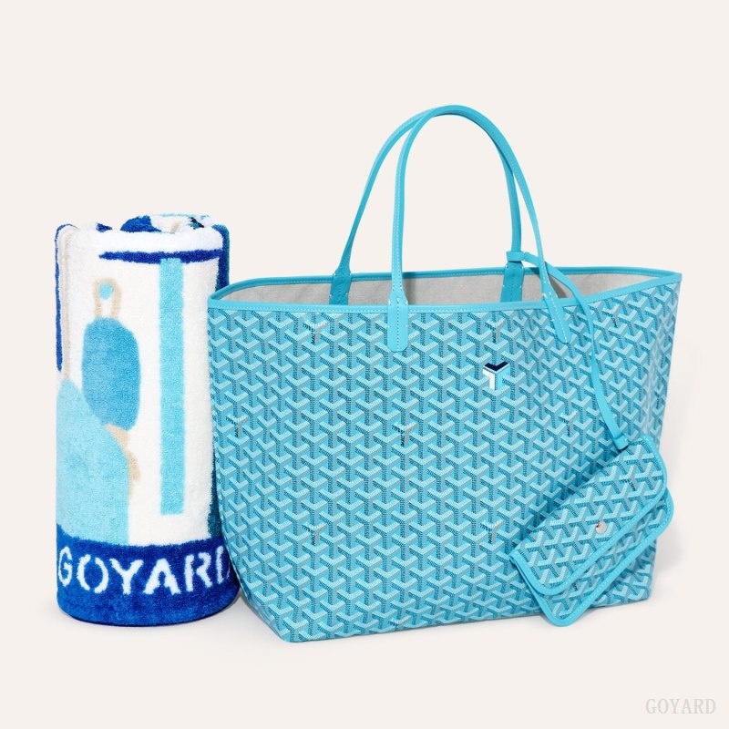 Goyard Saint Louis GM Bag and Balise Beach Towel Turquoise | VQSJ3974